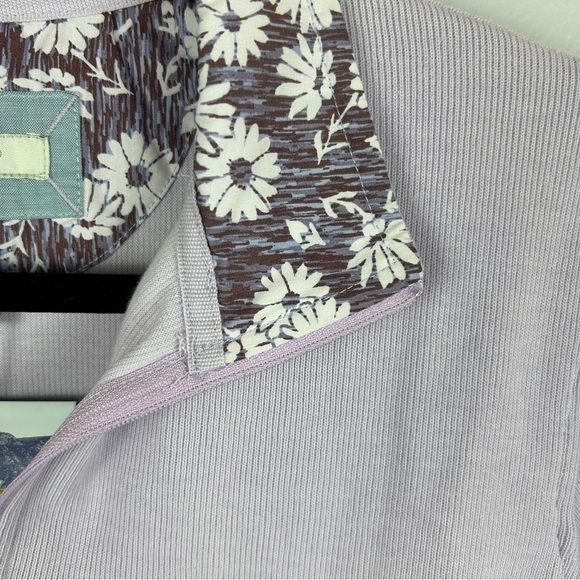 Orvis Casual Floral Trim Long Sleeve Quarter Zip Cotton Sweater Large Lilac NWT - Picture 7 of 12